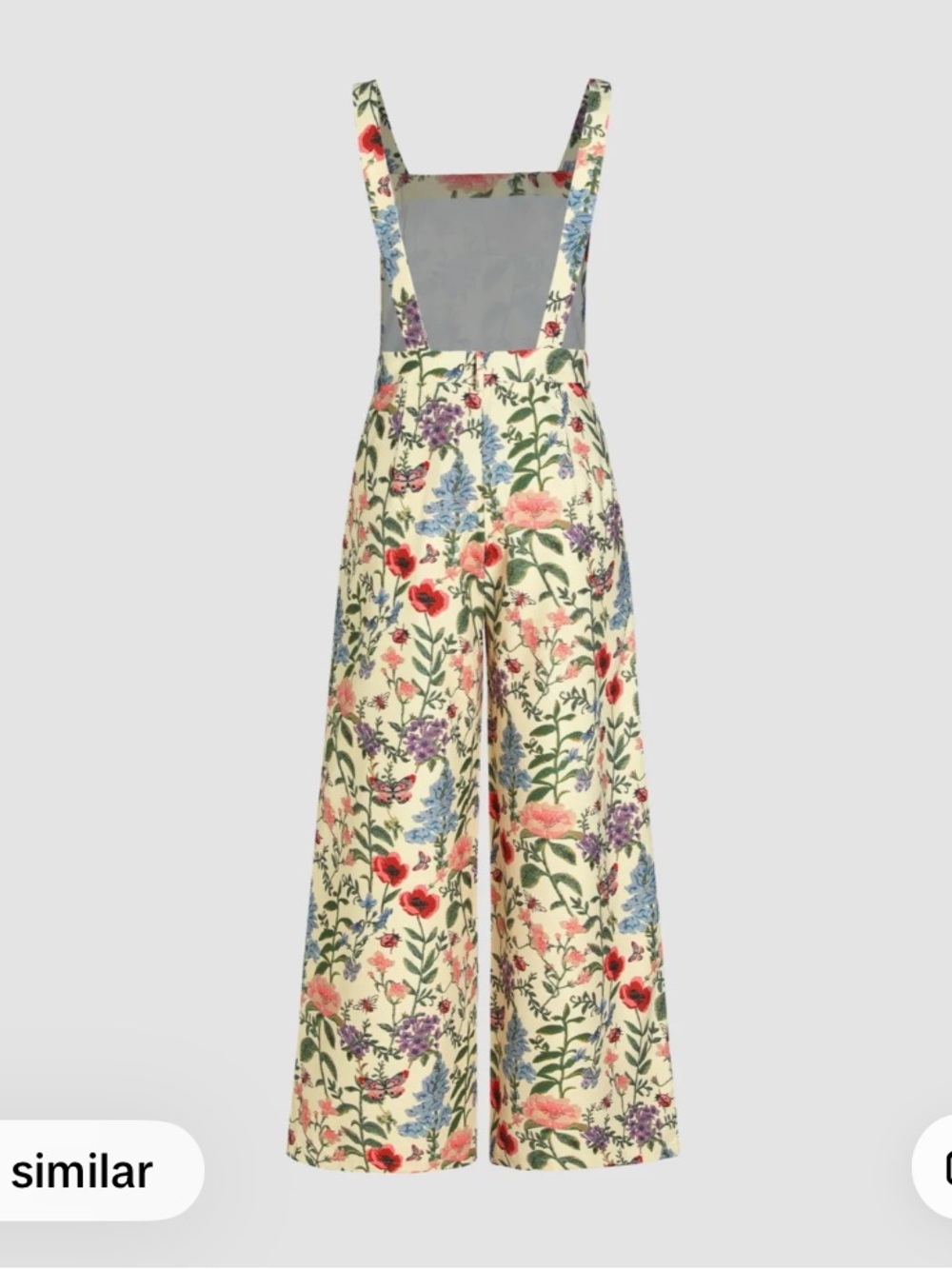Cider Lightweight Corduroy Botanical Floral & Bug Button Wide Leg Jumpsuit - Picture 6 of 10